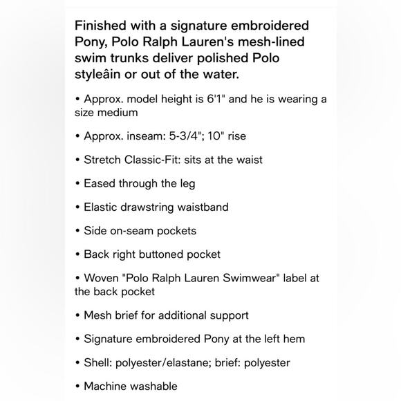 NEW Polo Ralph Lauren Men’s Traveler Swim Trunks Pink 5 3/4” Liner Size XXL - Picture 5 of 6
